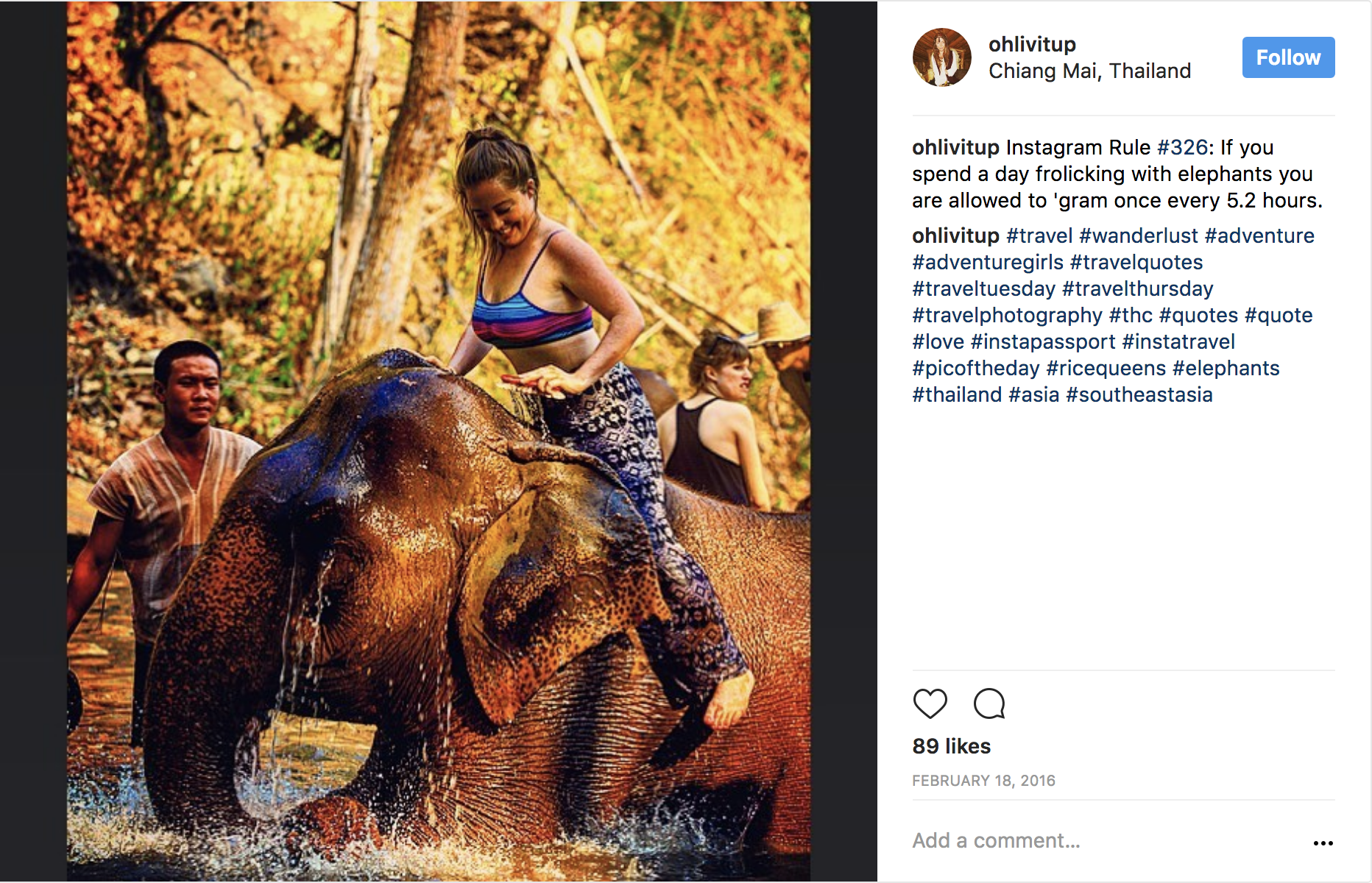 Riding an elephant in Thailand